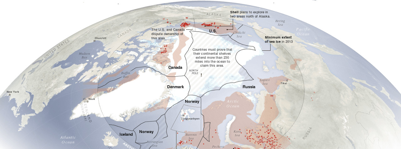 Screenshot of NY Times interactive map on Who Owns The Arctic